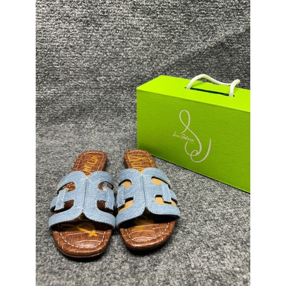 Sam Edelman Unisex-Child Valeri Mini Slide Sandal Saddle Jean Size 1 - Picture 2 of 8